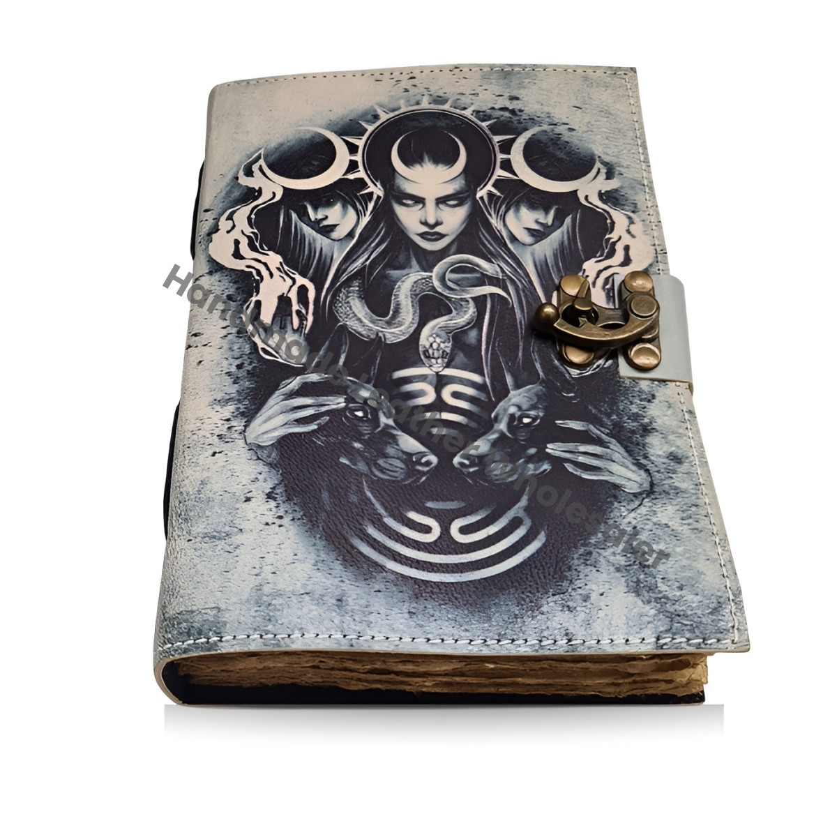 Triple Moon Goddess Leather Journal, Book of Shadows, Grimoire