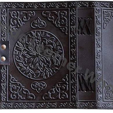 Triple Moon Leather Journal, Lapis Lazuli Stone, Deckle Edge Paper