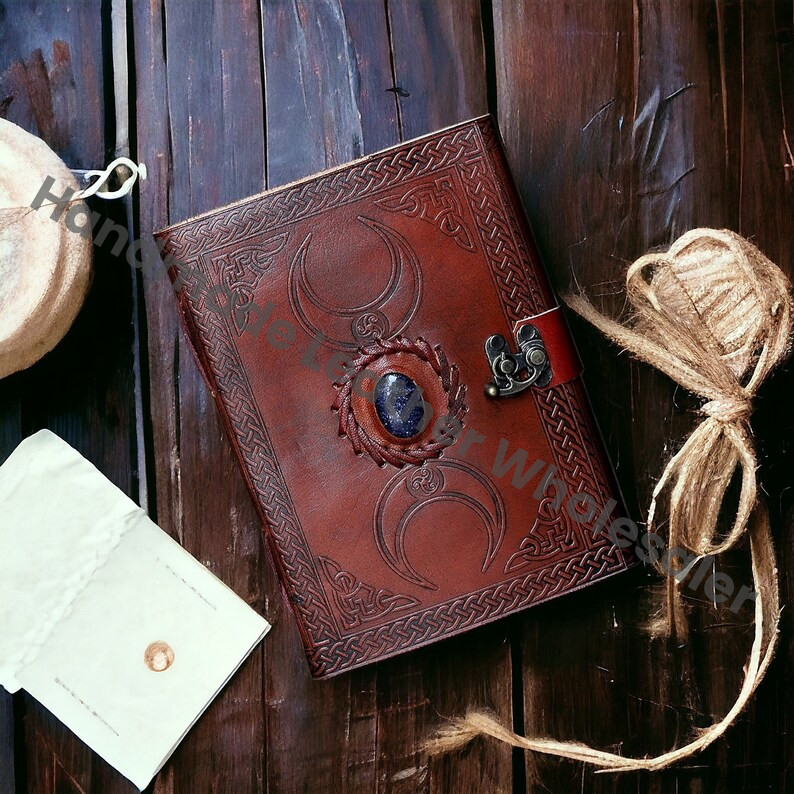 Triple Moon Leather Journal: Vintage Book of Shadows, Grimoire