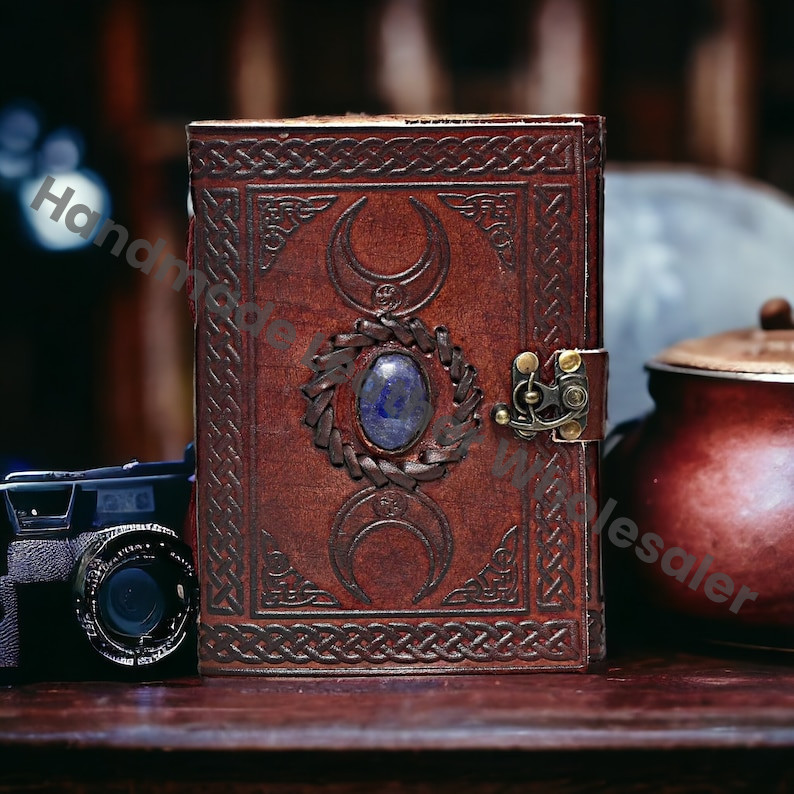 Triple Moon Leather Journal: Vintage Book of Shadows, Grimoire