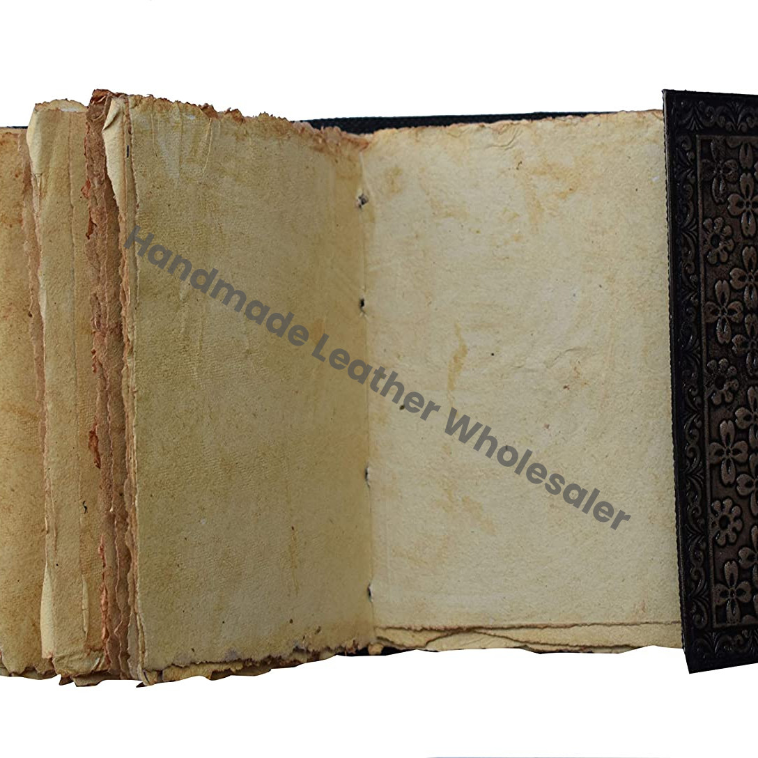 Triple Moon with Stone Leather Journal Notebook-Handmade Eco-friendly Unlined Sheets Gift for Men Women