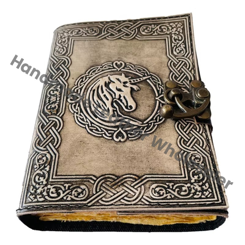 Unicorn Embossed Handmade Leather Journal Personal Diary Unlined Gift Antique Embossed Deckle Art Paper Personalized Planner