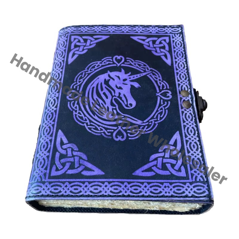 Unicorn Leather Journal Embossed Handmade Personal Diary Unlined Gift Antique Deckle Art Paper Personalized