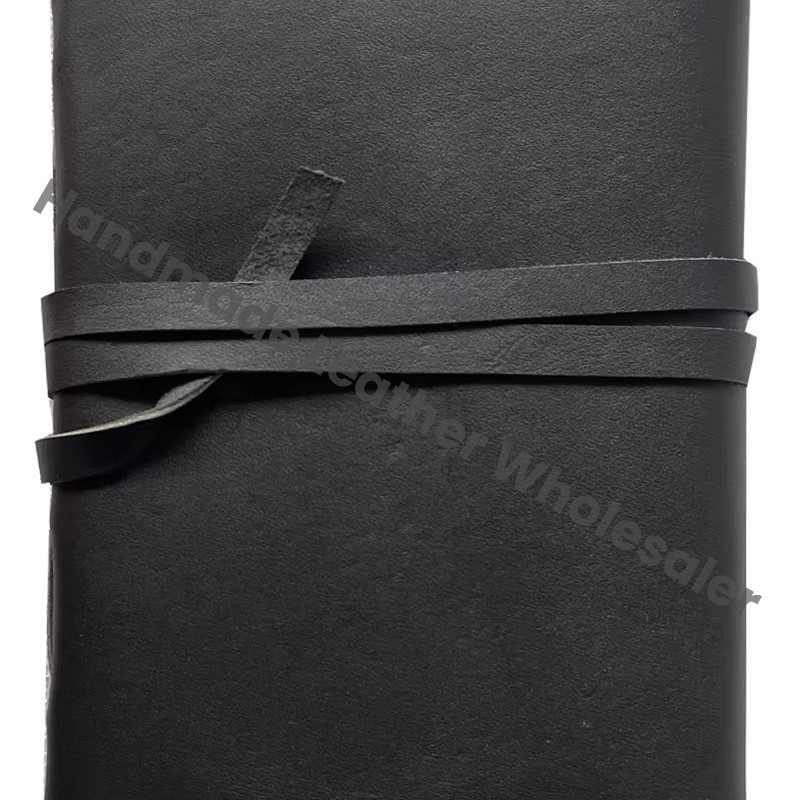 Unisex Handmade Black Vintage Bound Leather Journal Book of Shadows Spells Wrap Thermal Binding Deckle Paper Writing Gifts