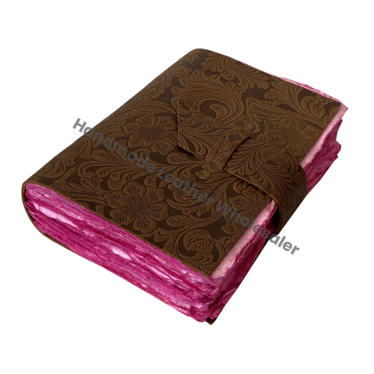Unisex New Pink A4 Size Leather Journal Unlined Deckle Edge Embossed Book of Shadows Box Packed Gift Idea