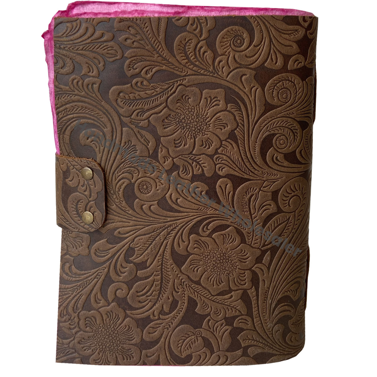 Unisex New Pink A4 Size Leather Journal Unlined Deckle Edge Embossed Book of Shadows Box Packed Gift Idea