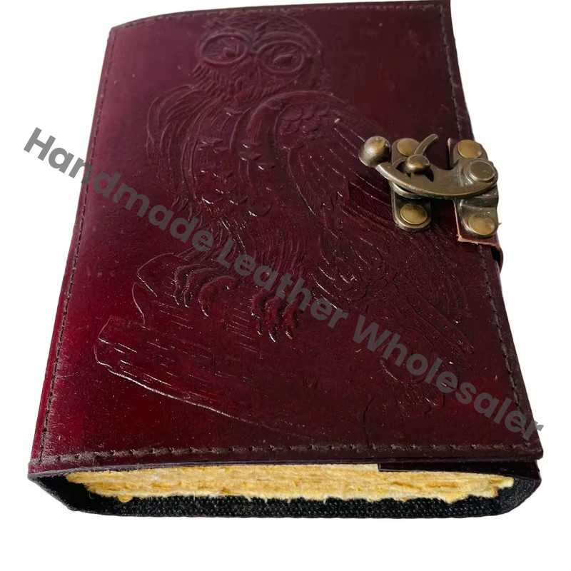 Vintage Bound Leather Book of Spells Journal Owls Notebook Rugged Diary Gift for Wife Book of Shadows Planner Brown Diary