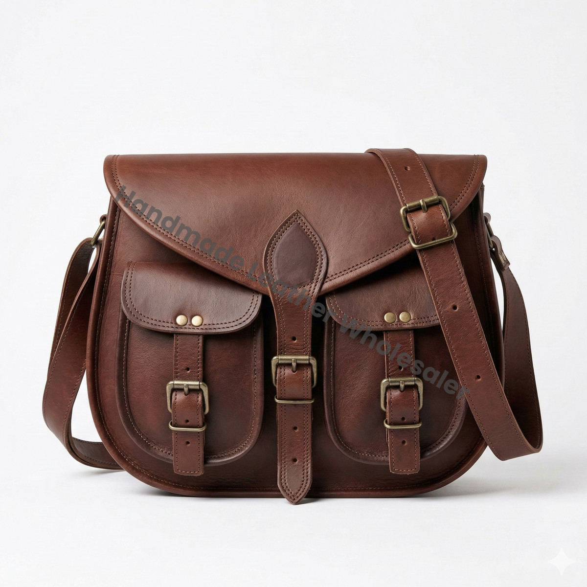 Vintage Brown Genuine Leather Messenger Bag for Men – Handmade Crossbody Satchel with Adjustable Shoulder | Office, College & Travel Bag.