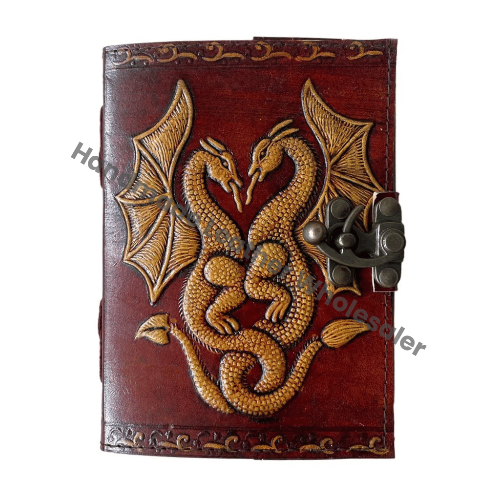 Vintage Dragon Leather Journal Yellow Genuine Leather Notebooks for Students Wholesale School Office Supplies DND Journals