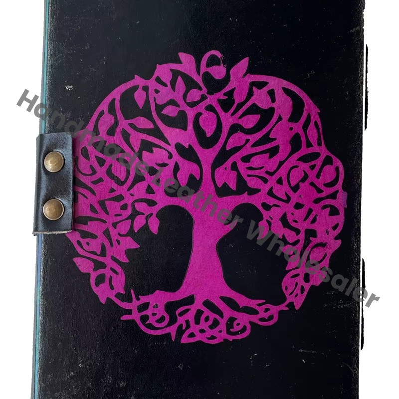 Vintage Genuine Leather Handmade Celtic Triple Moon Tree Life Eco-friendly Paper Hard Cover Notebook Planner Gift