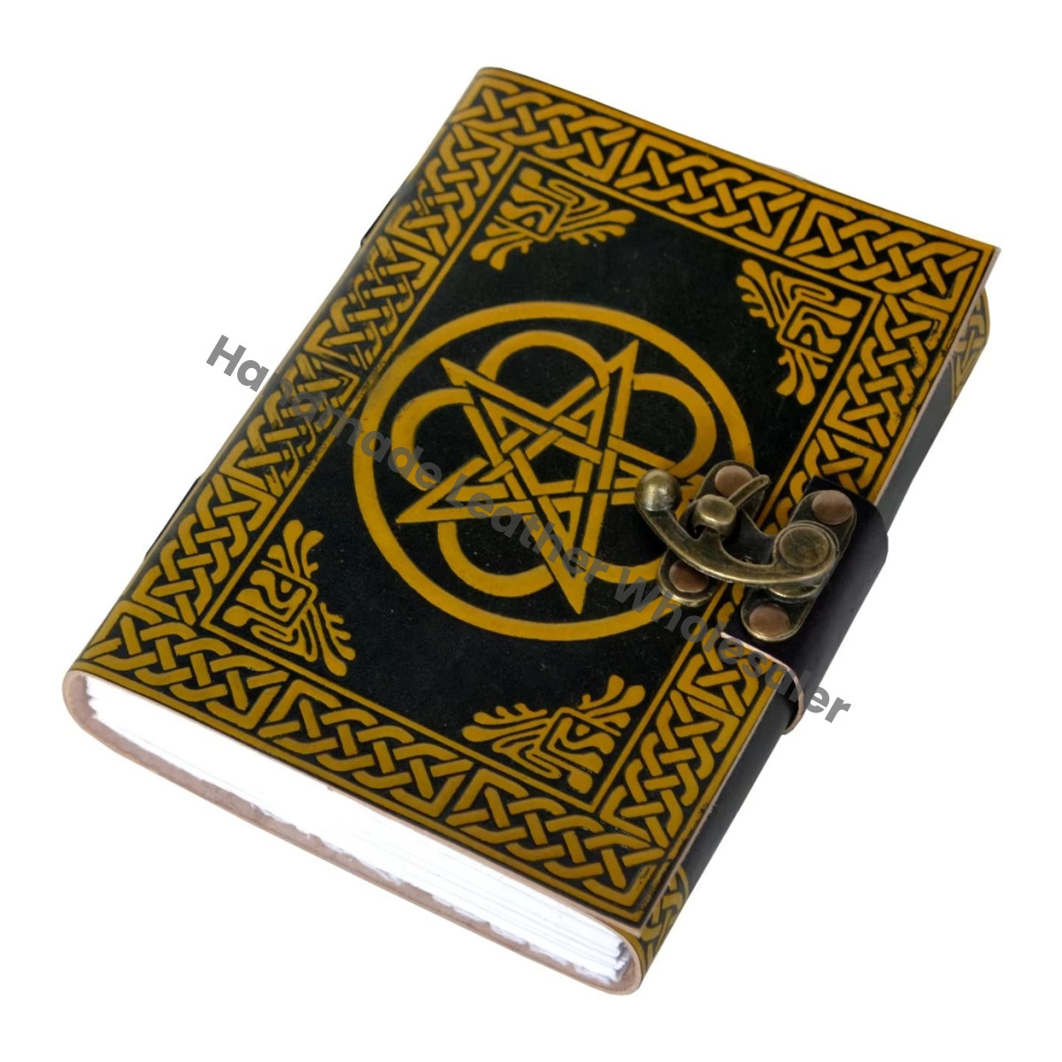 Vintage Handmade Leather Journal Large Woman Pentagram Sketchbook Planner Travel Diary Notebook Great Gift Idea