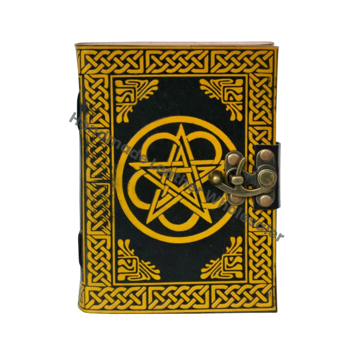 Vintage Handmade Leather Journal Large Woman Pentagram Sketchbook Planner Travel Diary Notebook Great Gift Idea