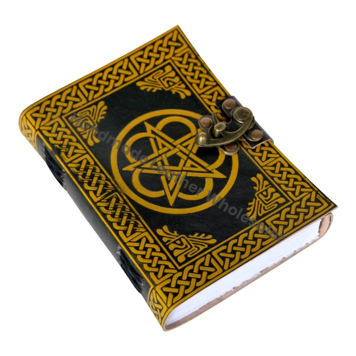 Vintage Handmade Leather Journal Large Woman Pentagram Sketchbook Planner Travel Diary Notebook Great Gift Idea