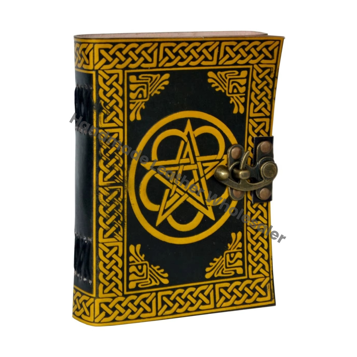 Vintage Handmade Leather Journal Large Woman Pentagram Sketchbook Planner Travel Diary Notebook Great Gift Idea