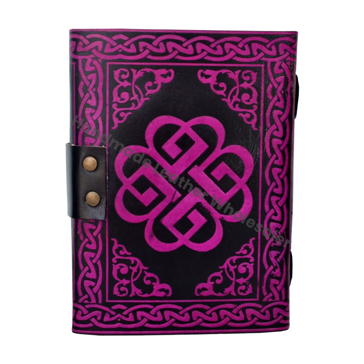 Vintage Handmade Pink with Black Skull Leather Journal Large Book of Spell Notebooks Woman Sketchbook Supplies Diary