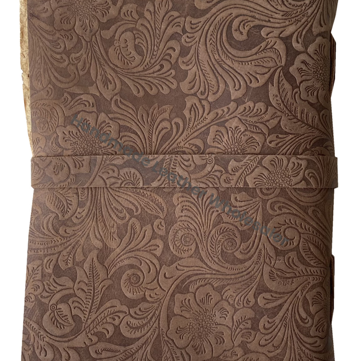 Vintage Inspired Leather Journal Handmade Deckle Edge Paper Garden Flower Embossed Sketchbook Gift Custom Logo