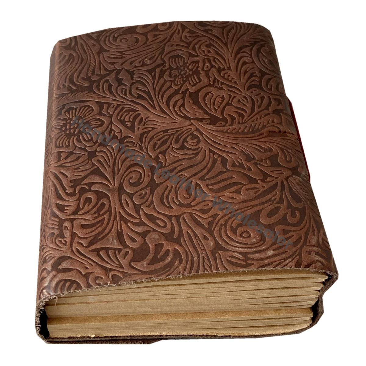 Vintage Journal Beautiful Garden Flower Embossed Handmade Recyclable Leather Bound Deckle Edge Paper Custom Logo Notebook