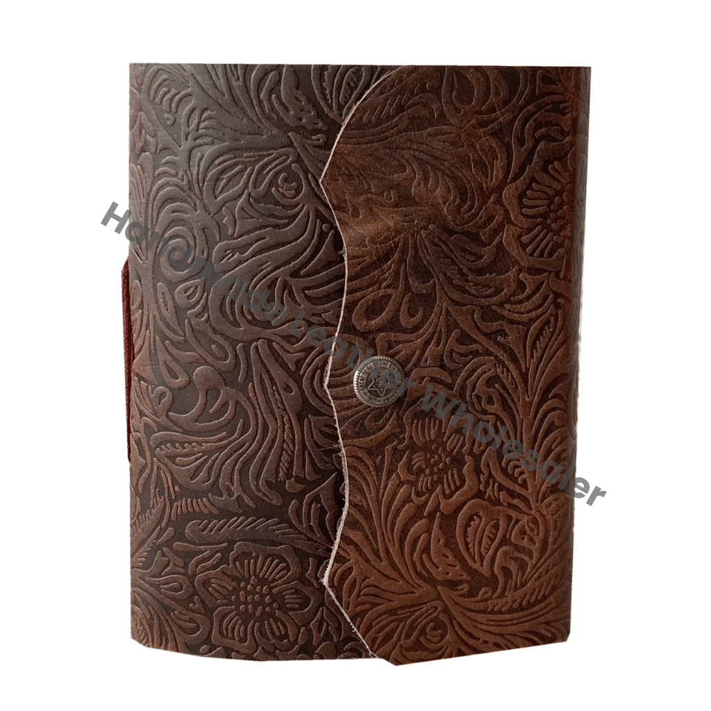 Vintage Journal Beautiful Garden Flower Embossed Handmade Recyclable Leather Bound Deckle Edge Paper Custom Logo Notebook