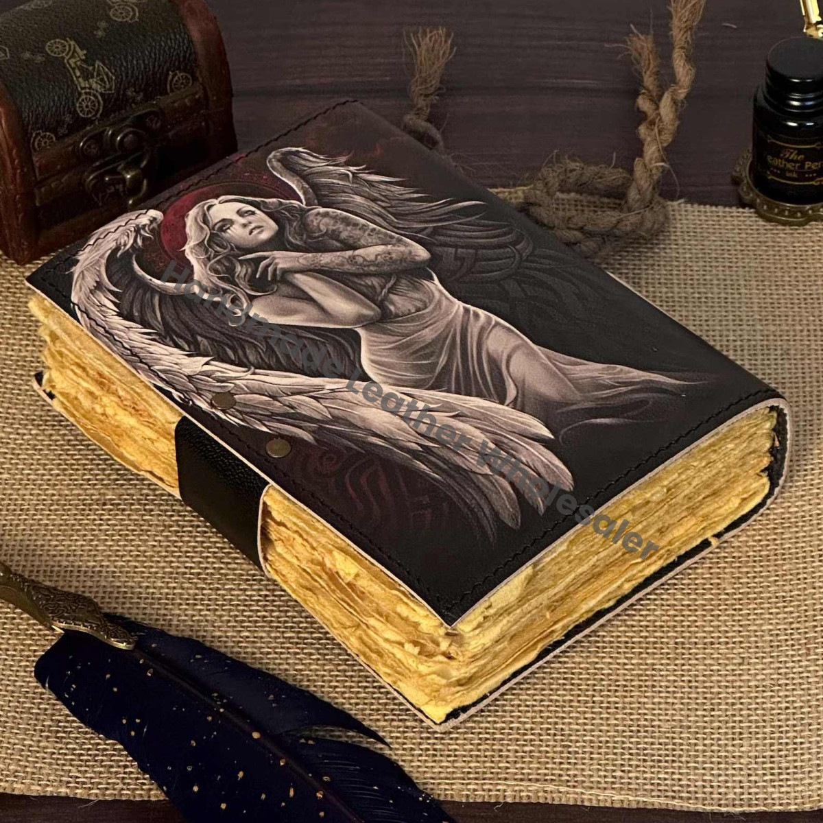 Vintage Leather Book of Shadows, Deckle Edge Grimoire