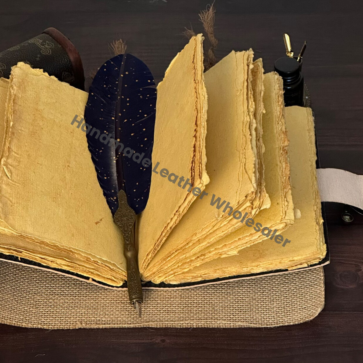 Vintage Leather Book of Shadows, Deckle Edge Grimoire