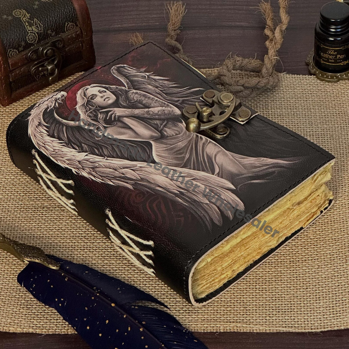 Vintage Leather Book of Shadows, Deckle Edge Grimoire