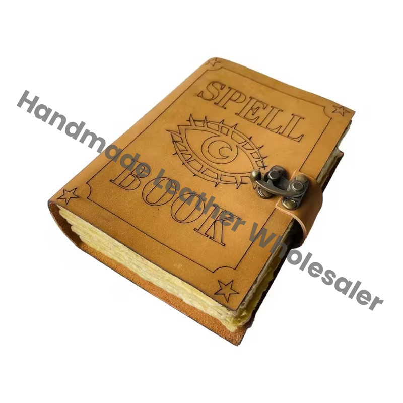 Vintage Leather Book of shadows Journal with Lock Handmade Diary Prayer Magical Eye of Horus Travel Writing Planner Journal
