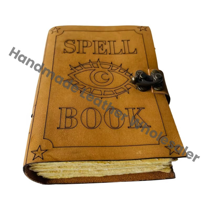 Vintage Leather Book of shadows Journal with Lock Handmade Diary Prayer Magical Eye of Horus Travel Writing Planner Journal