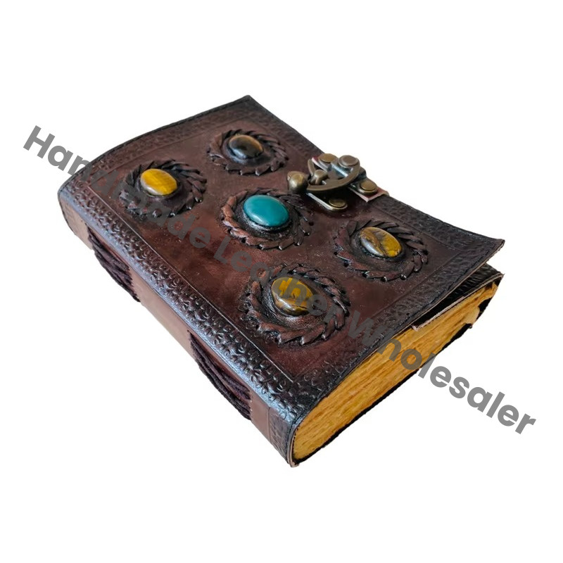 Vintage Leather Book Wiccan Journal Writing Brown Travel Deckle Paper Diary Planner Gift Handmade Eco-friendly