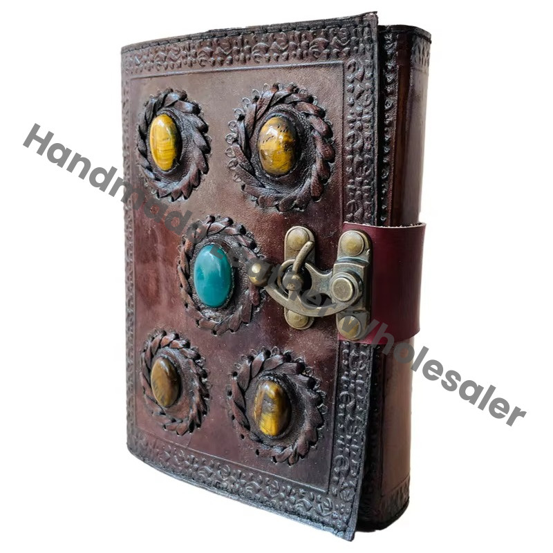 Vintage Leather Book Wiccan Journal Writing Brown Travel Deckle Paper Diary Planner Gift Handmade Eco-friendly