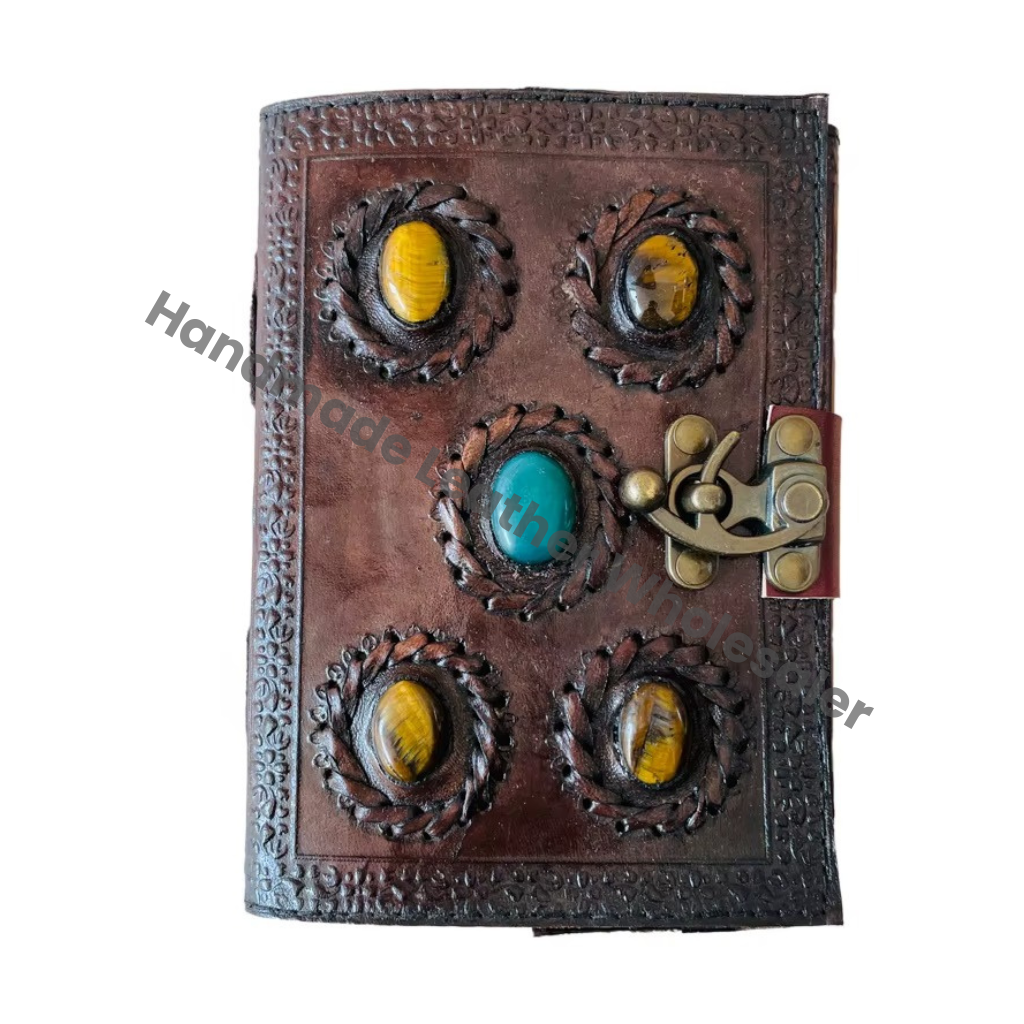 Vintage Leather Book Wiccan Journal Writing Brown Travel Deckle Paper Diary Planner Gift Handmade Eco-friendly