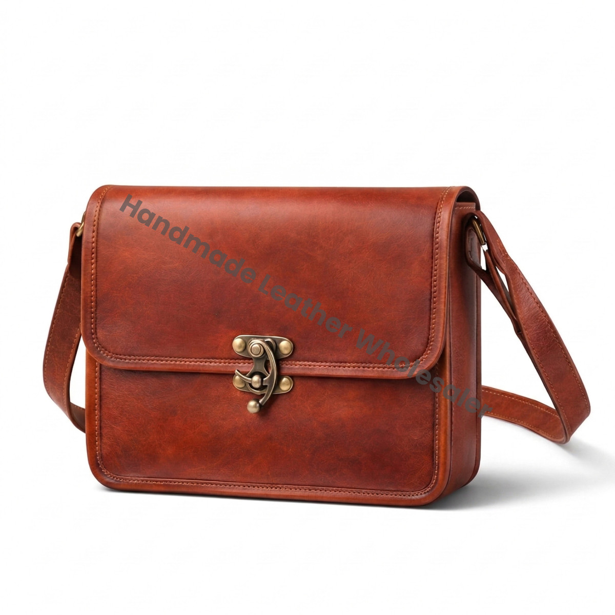 Vintage Leather Crossbody Bag for Women & Men – Handmade Brown Leather Shoulder Bag – Rustic Lock Satchel Minimalist Everyday Messenger Bag.