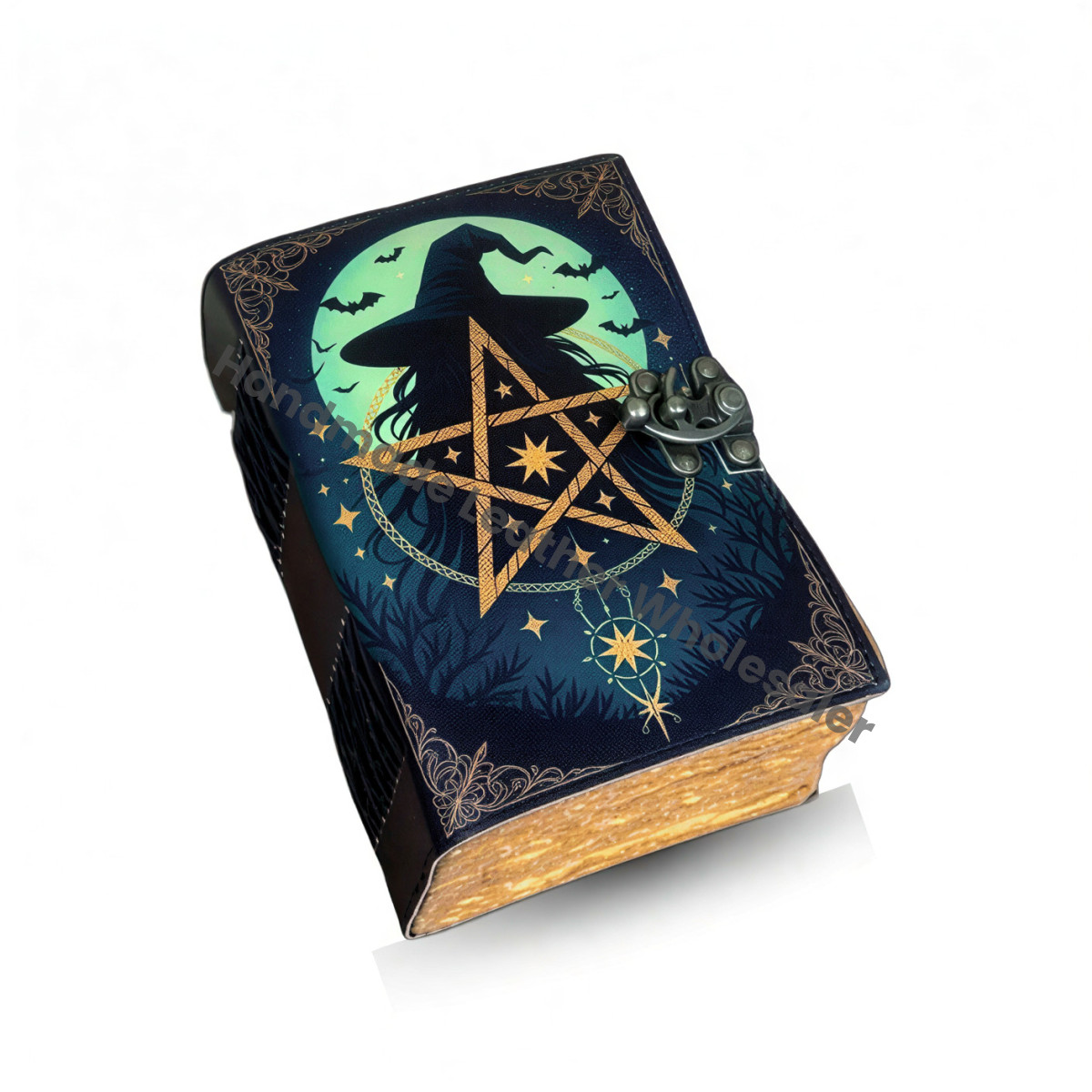 Pentagram Witch Moon Journal | Deckle Edge Notebook | Witchcraft Grimoire | Celestial Spell Book