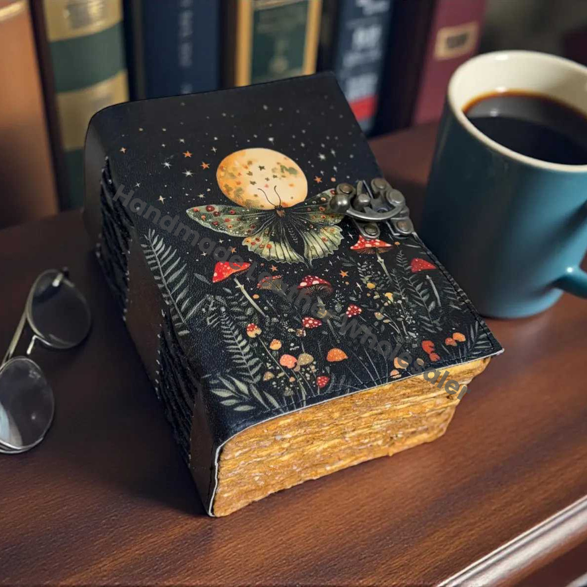 Vintage Leather Grimoire: Handmade Book of Shadows, Deckle Edge Paper