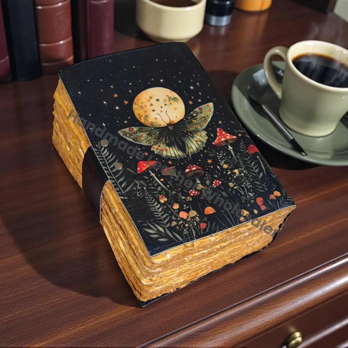 Vintage Leather Grimoire: Handmade Book of Shadows, Deckle Edge Paper