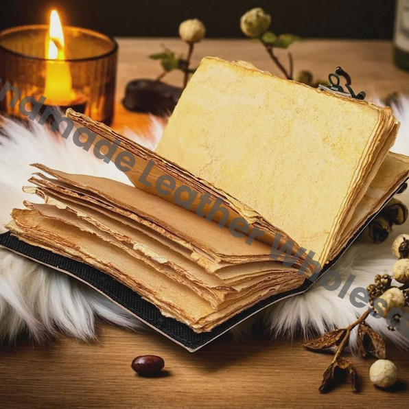 Vintage Leather Grimoire Journal – Book of Shadows, Celestial Fox Witchcraft Spellbook, Wiccan Pagan Gothic Diary, Occult Notebook