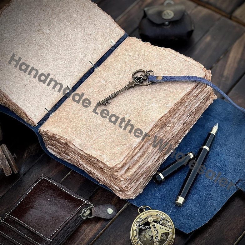 Vintage Leather Grimoire Journal – Handmade Deckle Edge Book