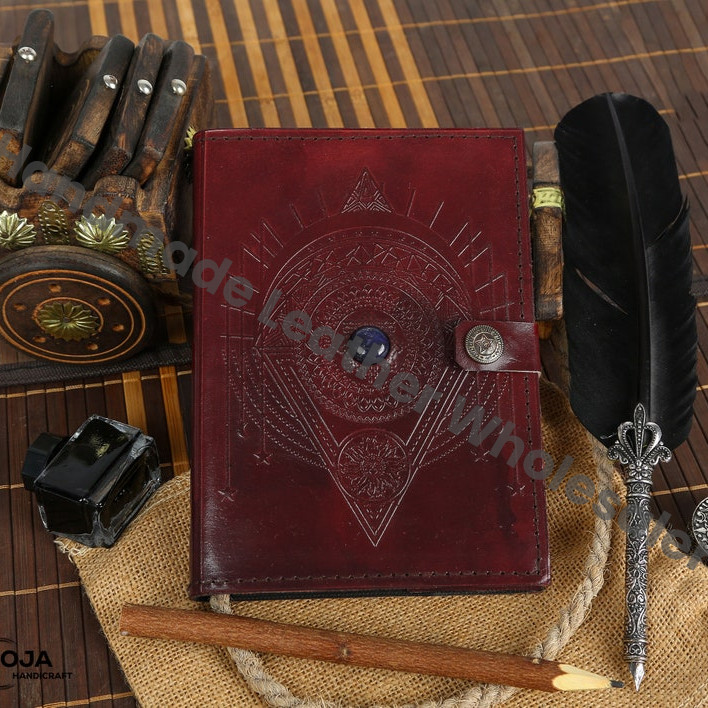 Vintage Leather Grimoire Journal • Handmade Paper Sketchbook