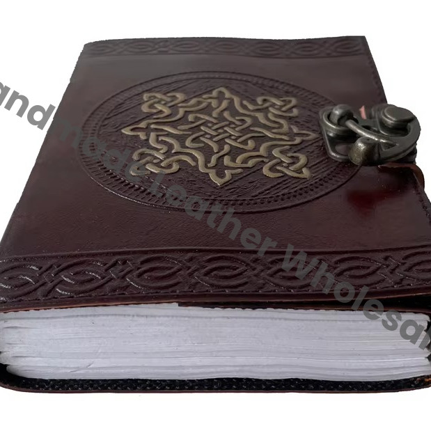 Vintage Leather Handmade Quiet Book & Journal Eco-friendly Paper Hard Cover Genuine Leather Notebook and Diary in Deckle Edge