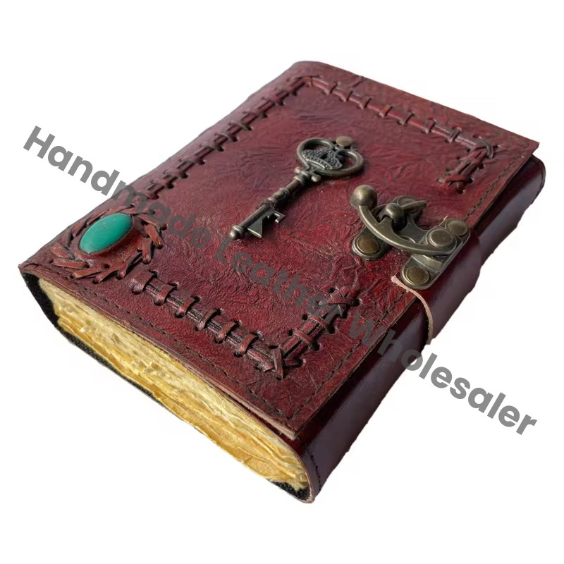 Vintage Leather Hardcover Journal Book Charmed Spell Wiccan Journals Antique Handmade Deckle Edge Paper Brown Pages Spiral