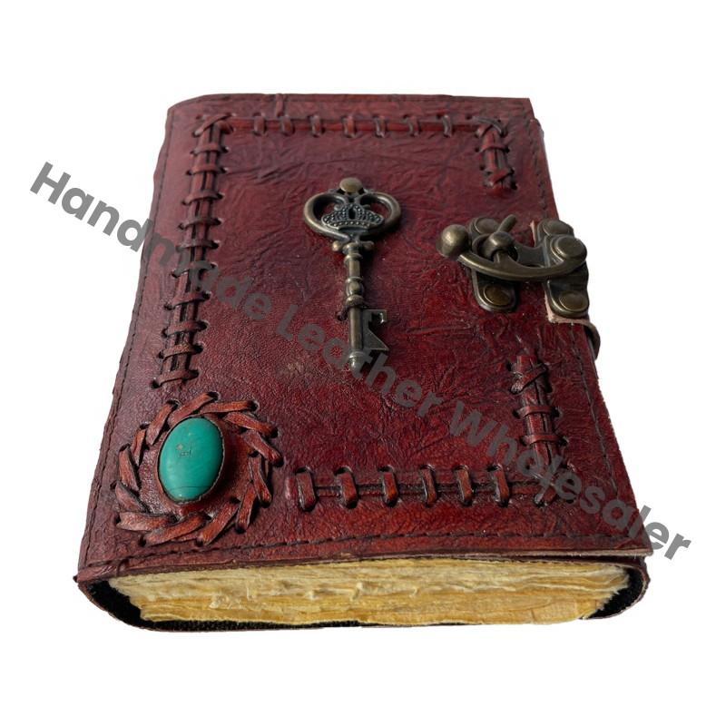 Vintage Leather Hardcover Journal Book Charmed Spell Wiccan Journals Antique Handmade Deckle Edge Paper Brown Pages Spiral