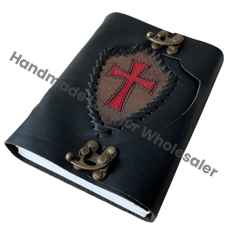 Vintage Leather Hardcover Journal Celtic Cross Design Unisex Deckle Edge Eco-Friendly Paper Planner Gift Box