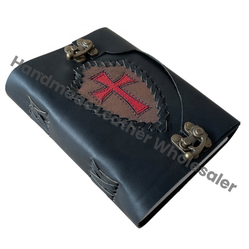 Vintage Leather Hardcover Journal Celtic Cross Design Unisex Deckle Edge Eco-Friendly Paper Planner Gift Box