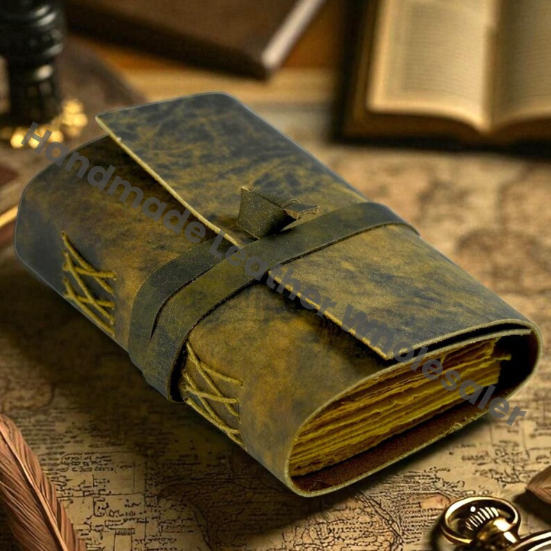 Vintage Leather Journal: Blank Book of Shadows - Antique Deckle Edge Paper