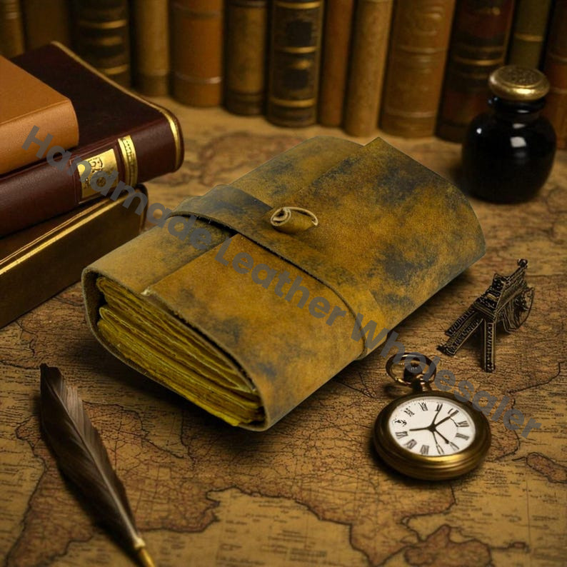 Vintage Leather Journal: Blank Book of Shadows - Antique Deckle Edge Paper