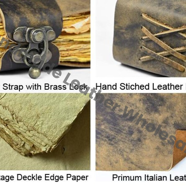 Vintage Leather Journal: Blank Book of Shadows with Deckle Edge Paper