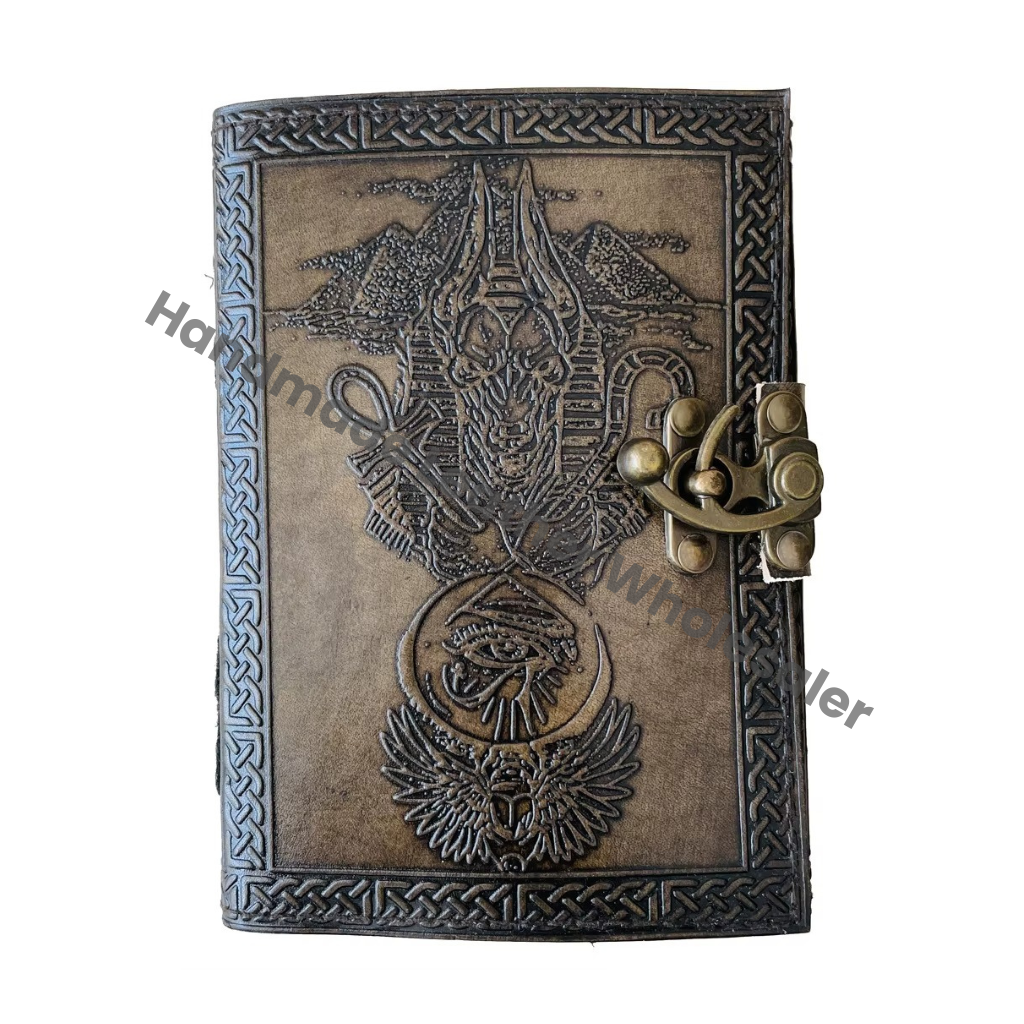 Vintage Leather Journal for Women Deckle Old Pages Books of Shadows Third Eye Celtic Blank Bound Grimoire Hardcover Sketchbook