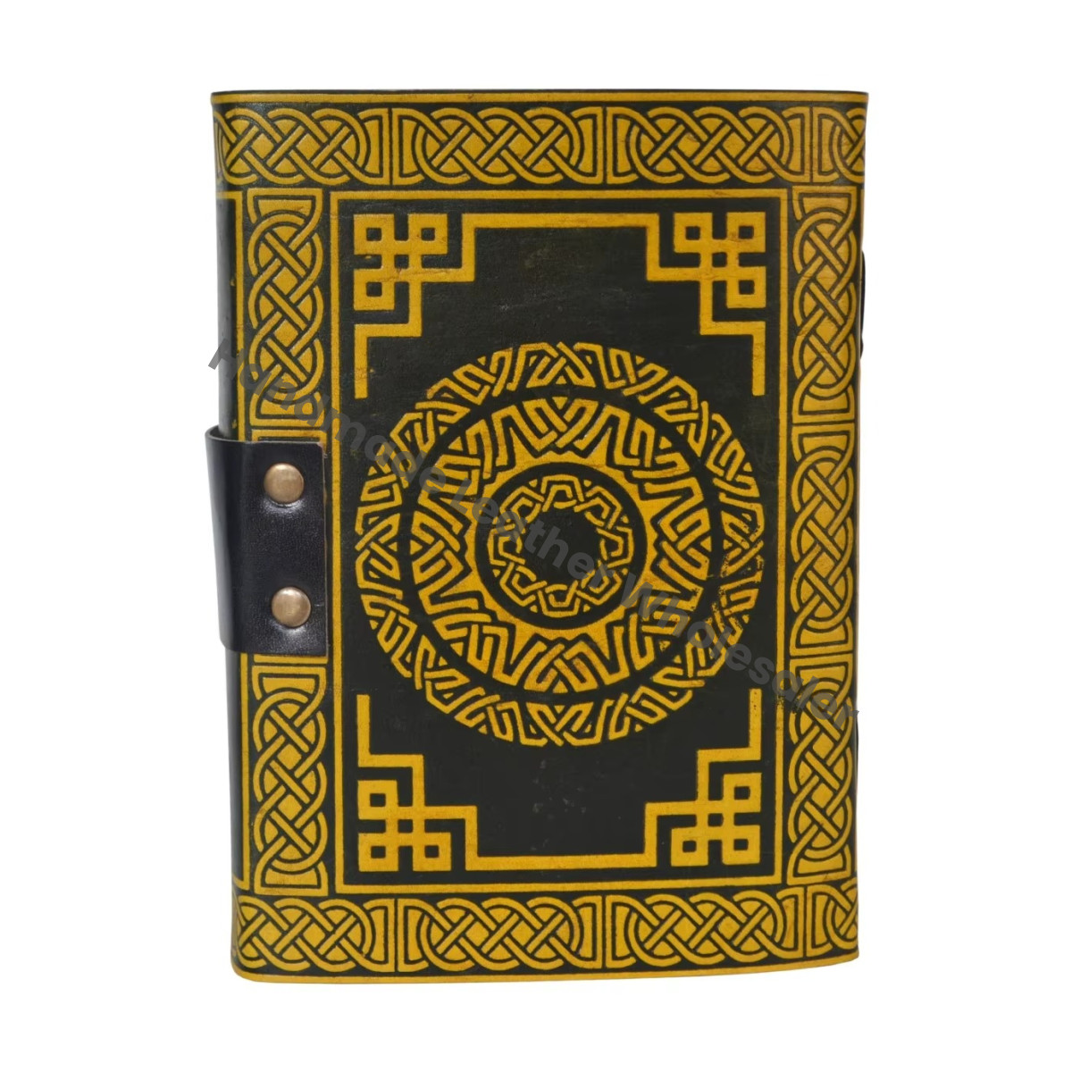Vintage Leather Journal Handmade Black Yellow Hardcover Notebook for Women Large Size Gift Sketchbook Supplies Diary Planner