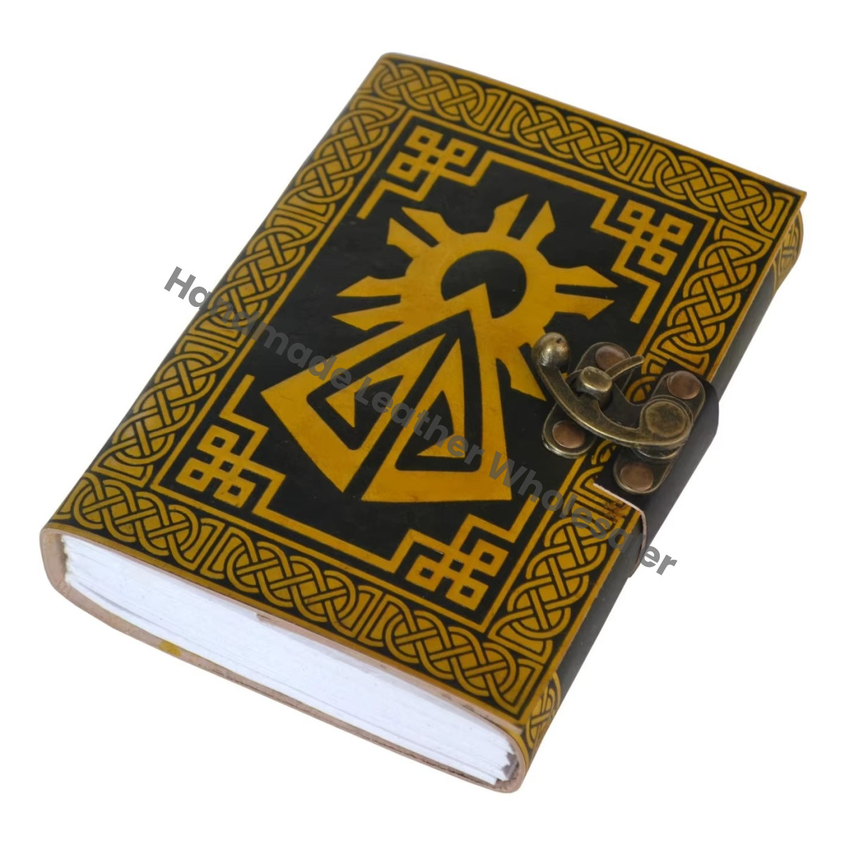 Vintage Leather Journal Handmade Black Yellow Hardcover Notebook for Women Large Size Gift Sketchbook Supplies Diary Planner