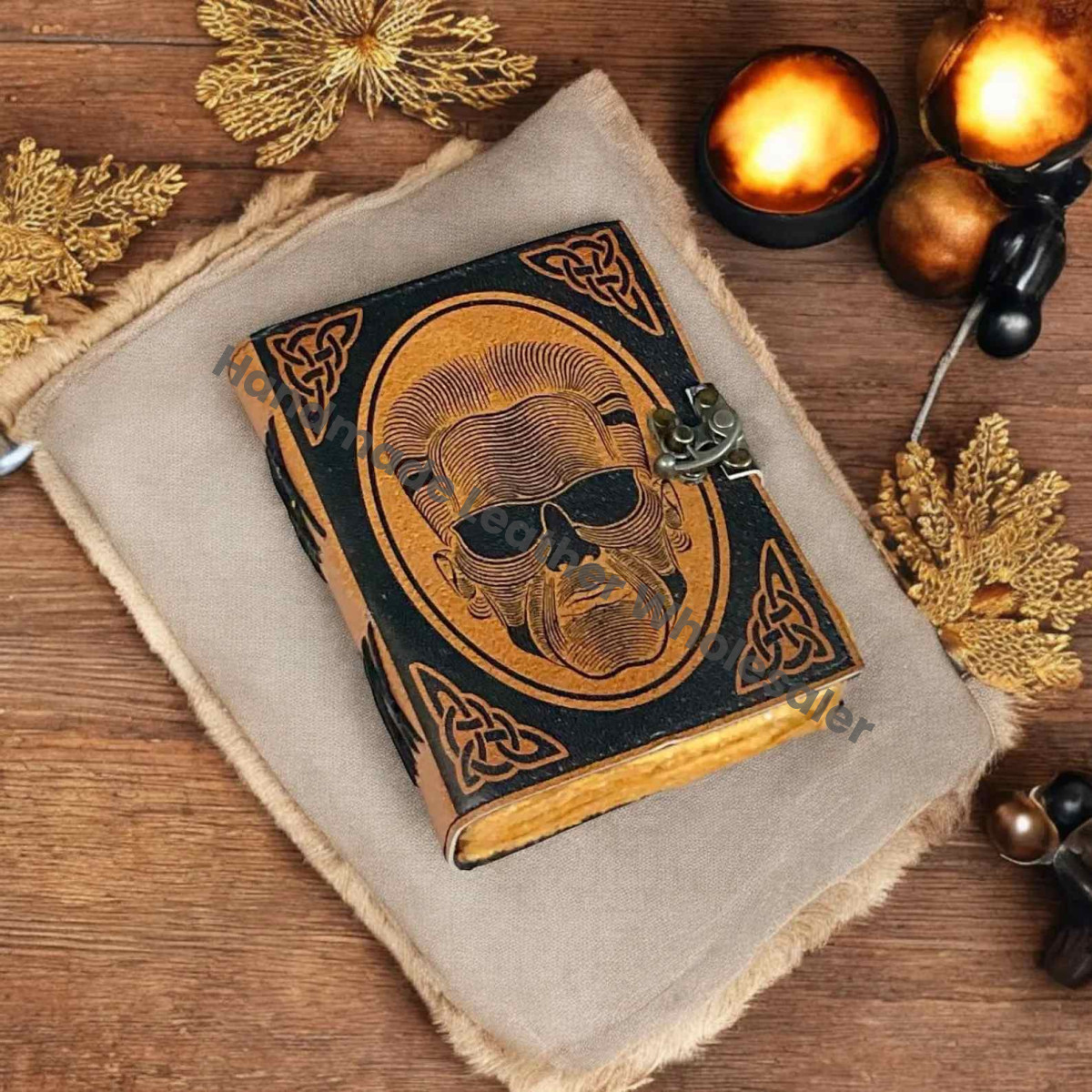 Vintage Leather Journal: Handmade Deckle Edge Paper Sketchbook