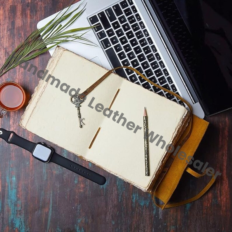 Vintage Leather Journal: Handmade Spell Book, Grimoire with Antique Paper